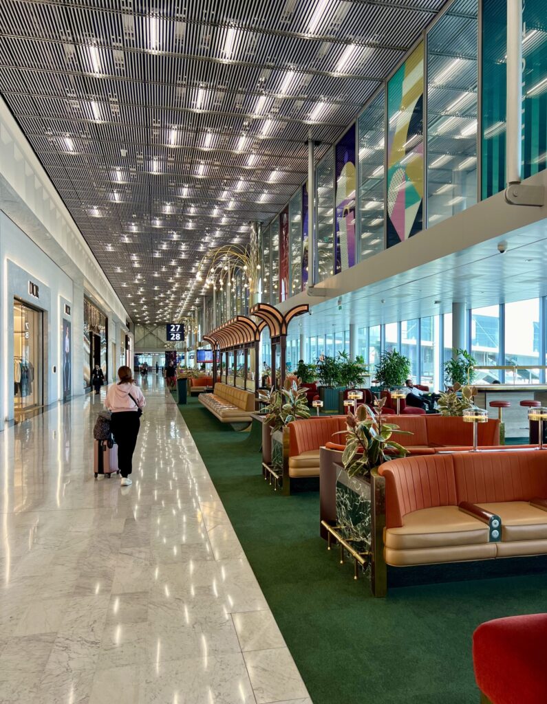 terminal 1 of paris cdg airport with mid century modern decor