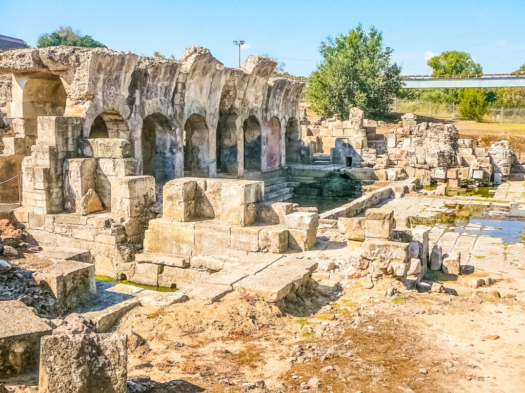 roman ruins on a sunny day in sardinia italy near Fordongianus 