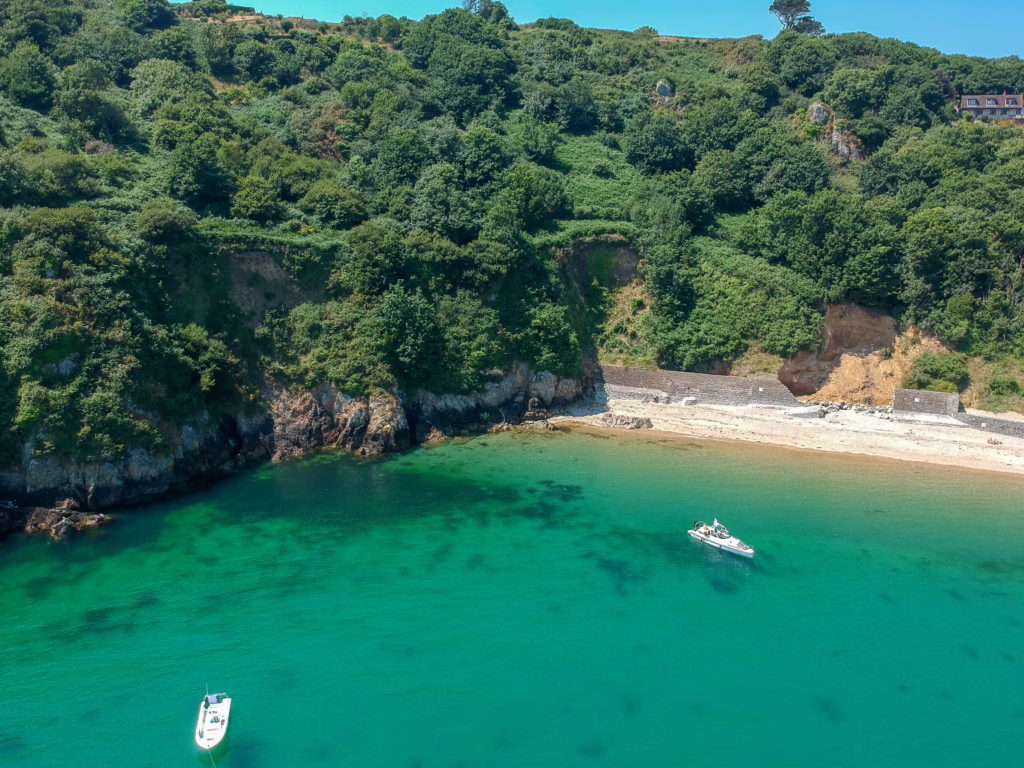 photo of fermain bay from above on guernsey, a remarkable secret european travel destination
