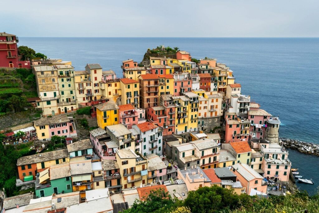 manarola cinque terre italy as seen from above near sunset