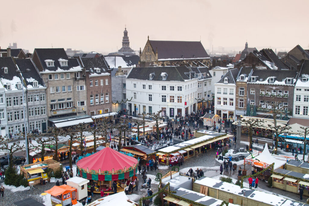 Maastricht netherlands christmas market as seen from above