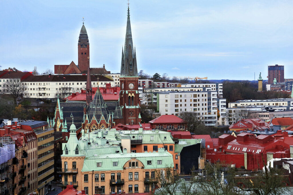 skyline of gothenburg sweden on a cloudy day