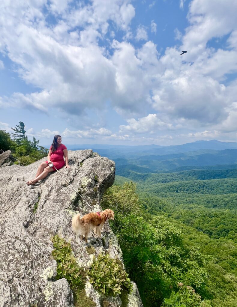 kate storm and ranger storm overlooking the mountains from the blowing rock formation in blowing rock north carolina