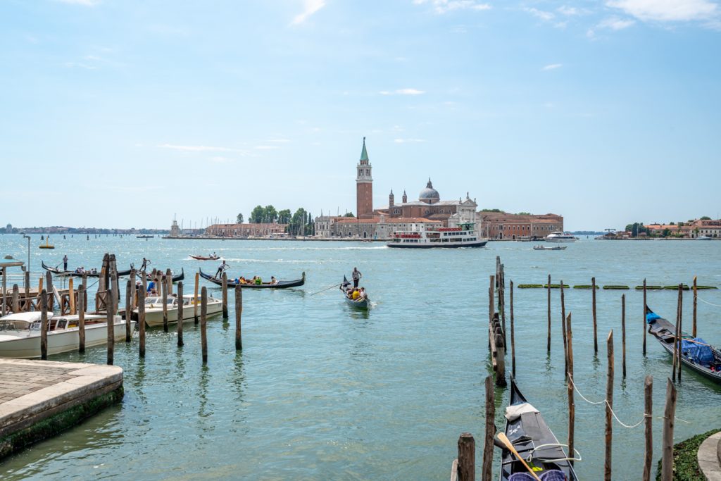 view of san giorgio maggiore from near piazza san marco in venice italy