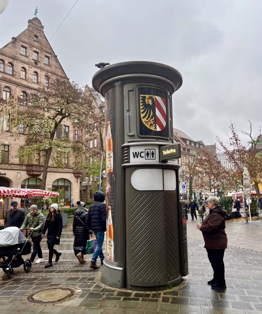 european public toilet on a winter day in nuremberg