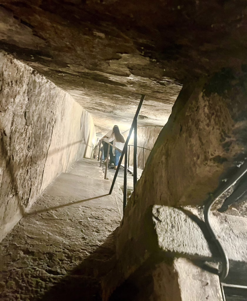 view looking down the interior staircase of brunelleschis dome in florence italy