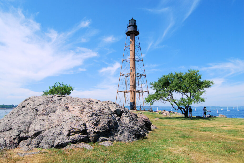 marblehead lighthouse on a sunny day near boston massachusetts