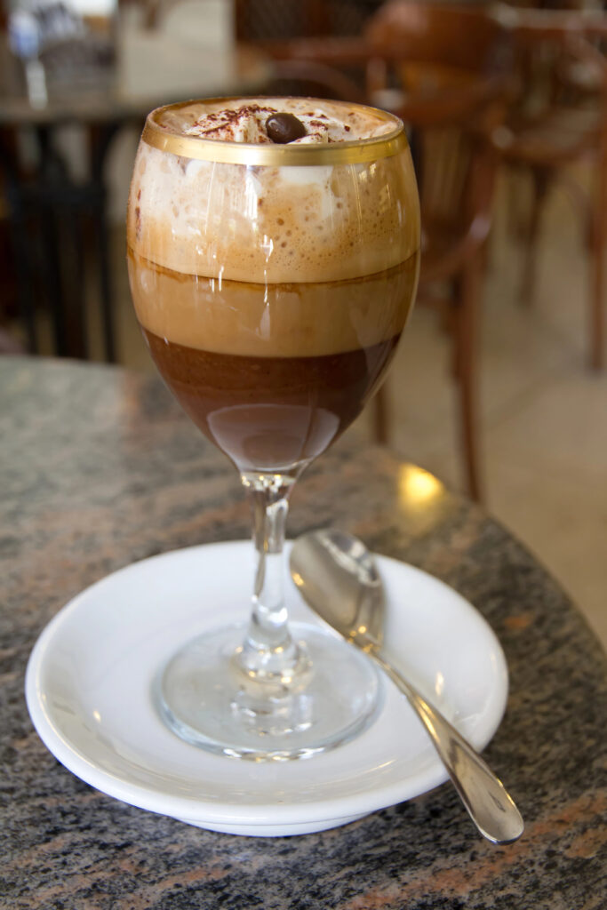 bicerin chocolate coffee in a cafe in turin italy, one of the most underrated italy cities to visit