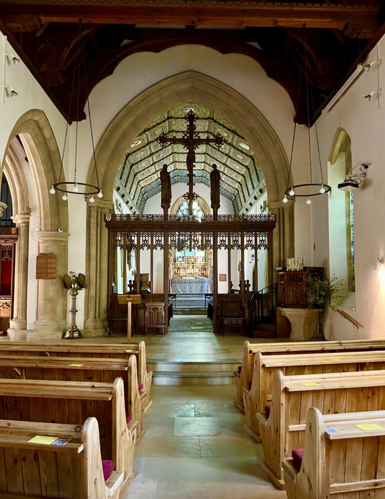 interior of church of saint lawrence in bourton on the water cotswolds england