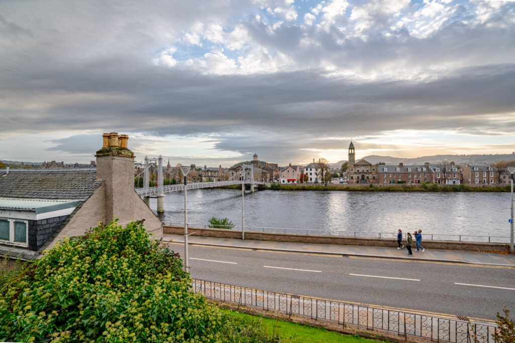 view of river ness and greig street bridge from old high church kirkyard