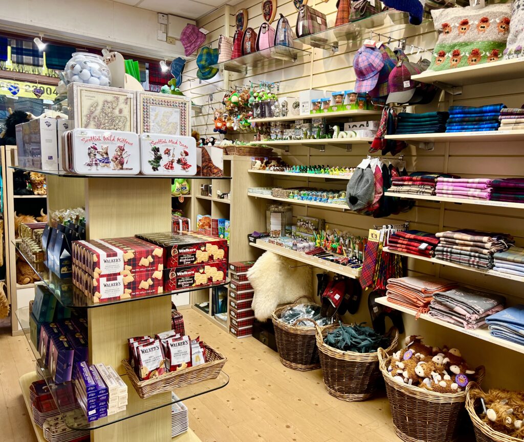 typical scottish souvenir store in inverness