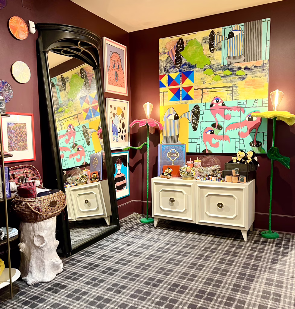 interior of shopscad with student art for sale, one of the best places to shop for souvenirs and gifts from savannah georgia