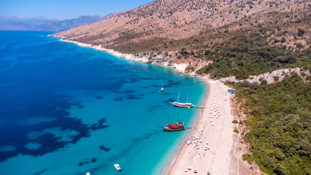 Kroreza Beach in albania as seen from above