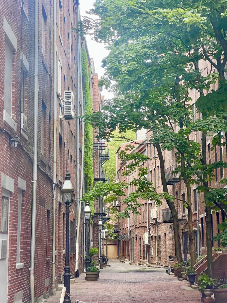 quiet brick alley in boston massachusetts north end
