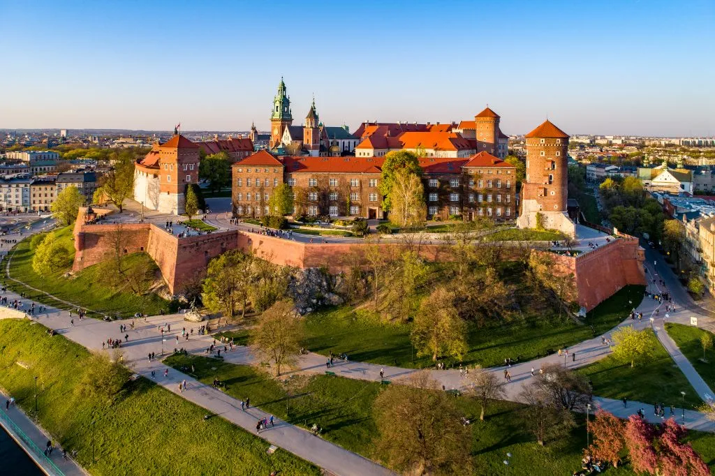 aerial view of wawel castle, one of the best places to visit in krakow itinerary