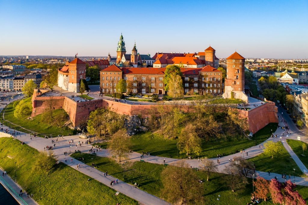 aerial view of wawel castle, one of the best places to visit in krakow itinerary
