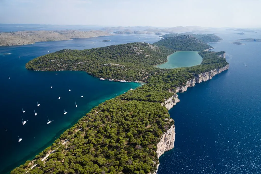 aerial view of the kornati islands in croatia