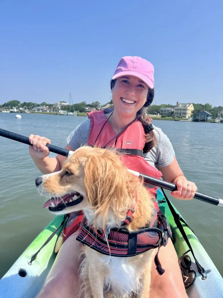 kate storm and ranger storm kayaking in taylor creek when visiting beaufort nc