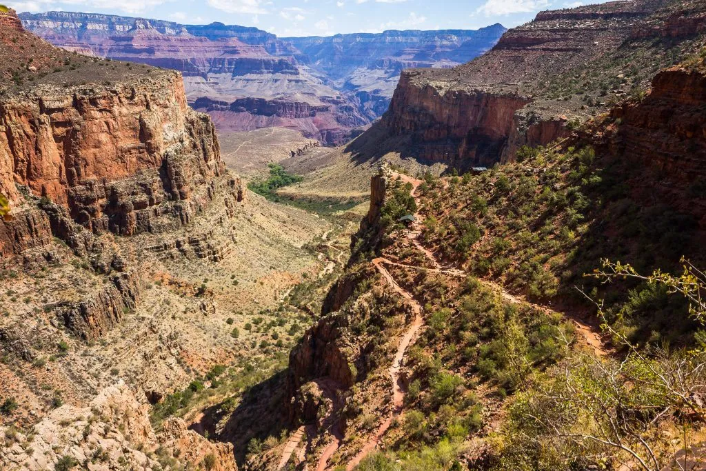 grand canyon as seen from bright angel trail, one of the best grand canyon day hikes