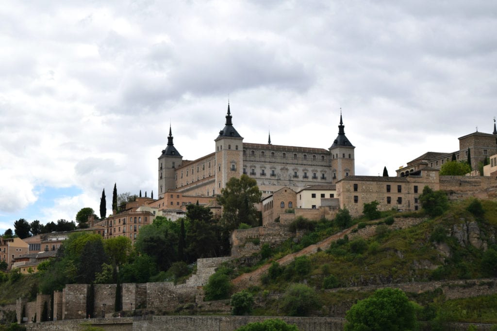 Alcazar of Toledo as seen from across the Tagus River on a Madrid to Toledo day trip