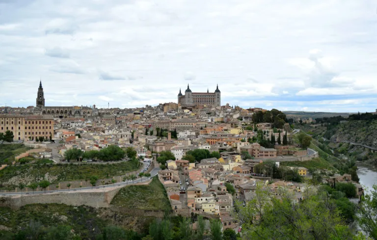 View of Toledo Spain from across the Tagus River, as seen on a day trip from Madrid