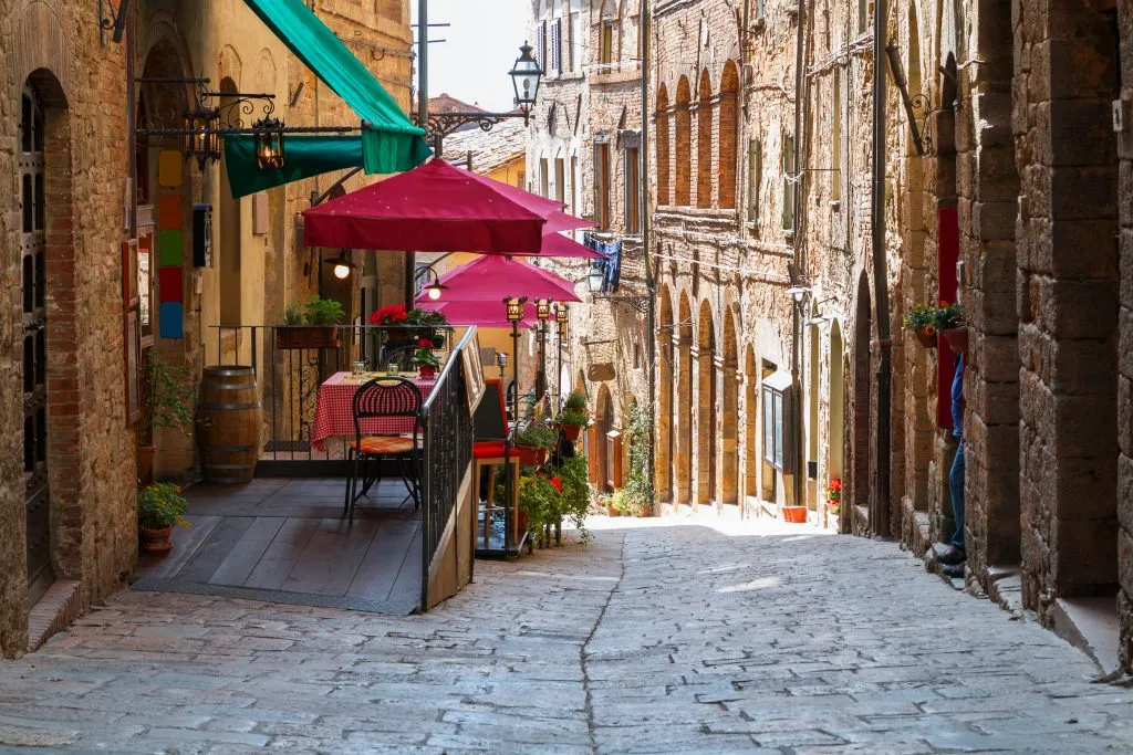 quiet street seen while exploring on foot, one of the fun things to do in volterra italy