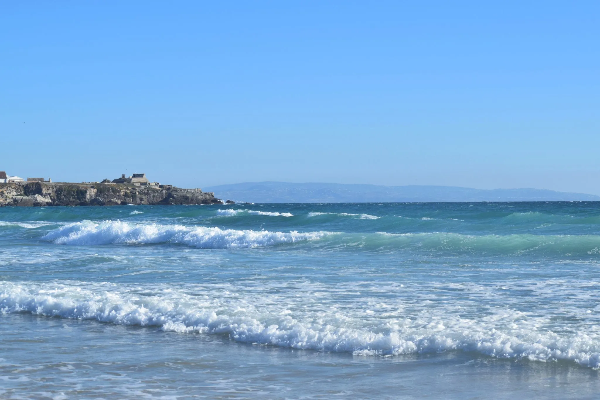 bright blue sea with waves in tarifa spain