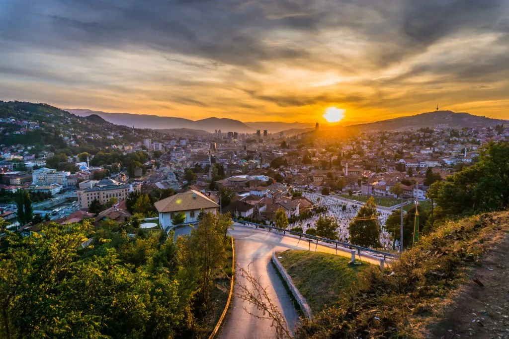 sunset from the yellow fortress, one of the best things to do sarajevo bosnia