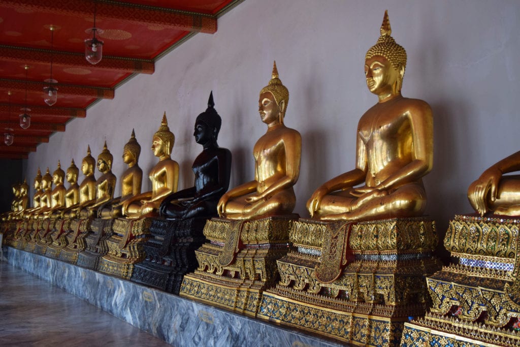 collection of gold buddhas wat pho bangkok thailand--be sure to check this temple out your first time in bangkok