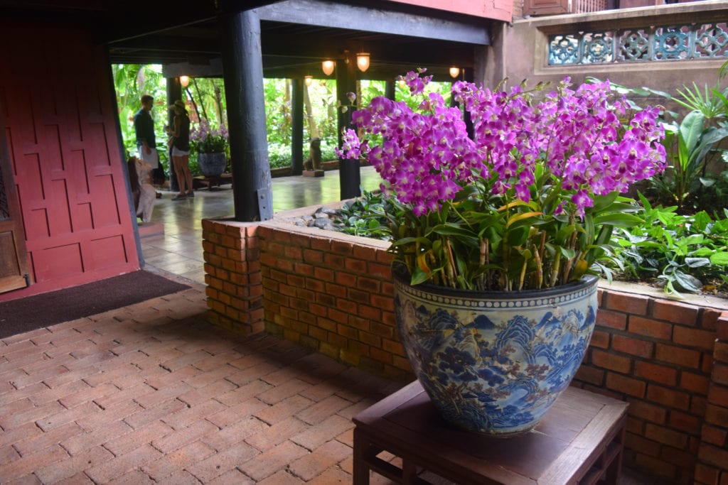 purple flowers in a mansion in bangkok thailand