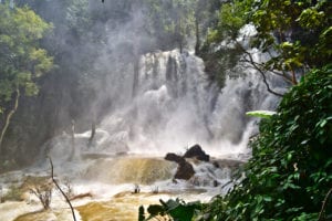 kuang si waterfall during the rainy season in laos