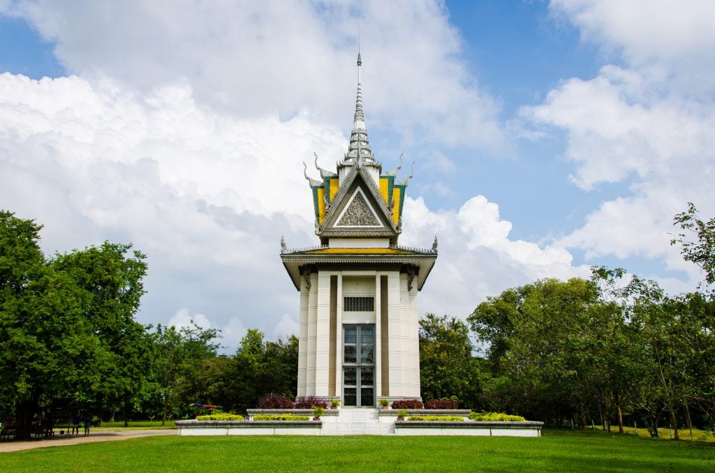 memorial building at the killing fields phnom penh cambodia