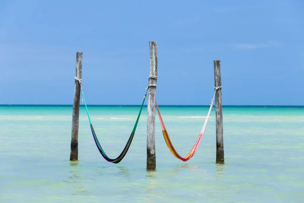 two hammocks in the water, fun things to do on holbox mexico