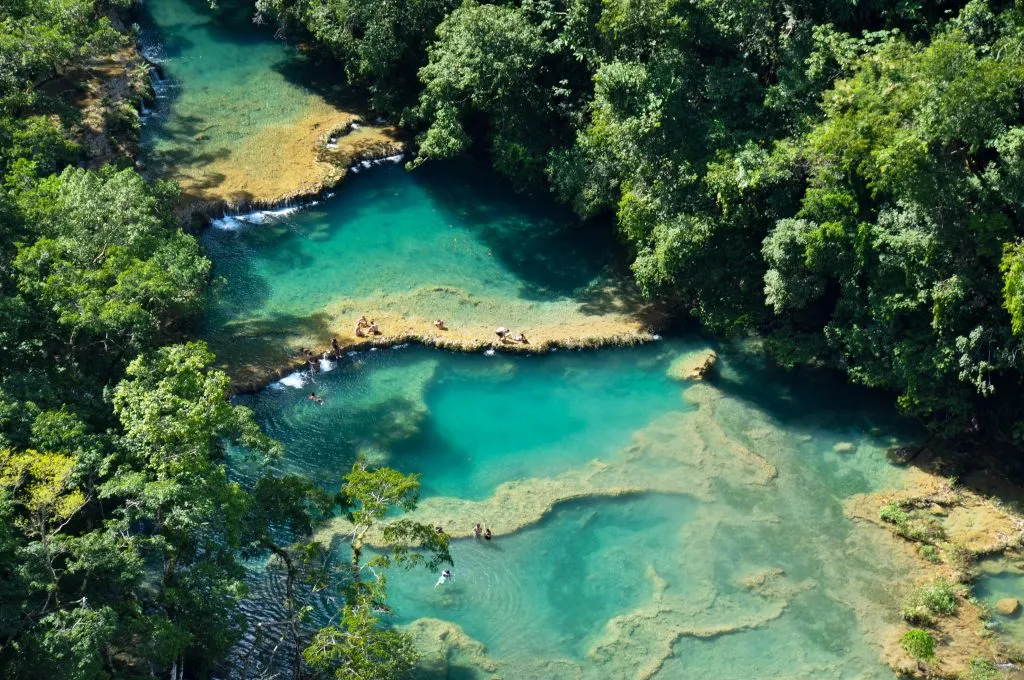 pools of semuc champey guatemala as seen from above