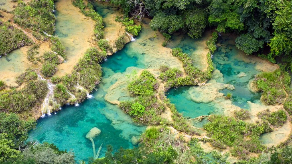 pools of semuc champey guatemala from above