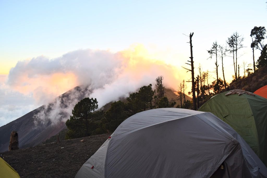 tents at volcano acatenango campsite on 2 day trek