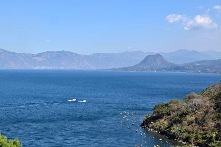 view of lake atitlan from above, an amazing view during a 2 weeks in guatemala itinerary