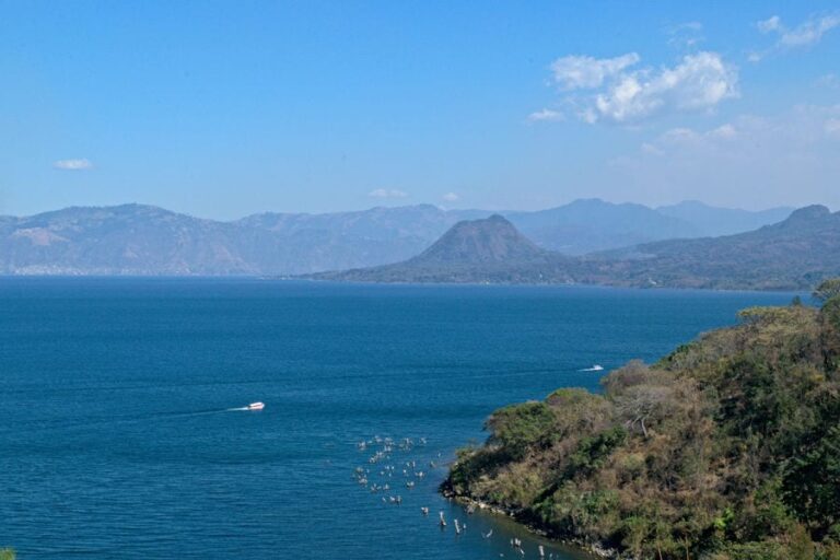 lake atitlan from above, one of the best places to visit in guatemala and easy on a guatemala travel budget