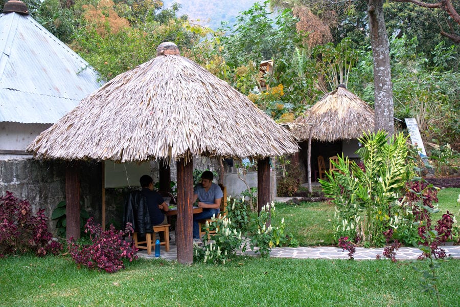 jeremy storm studying spanish in guatemala with a tutor, a large part of our trip to guatemala cost