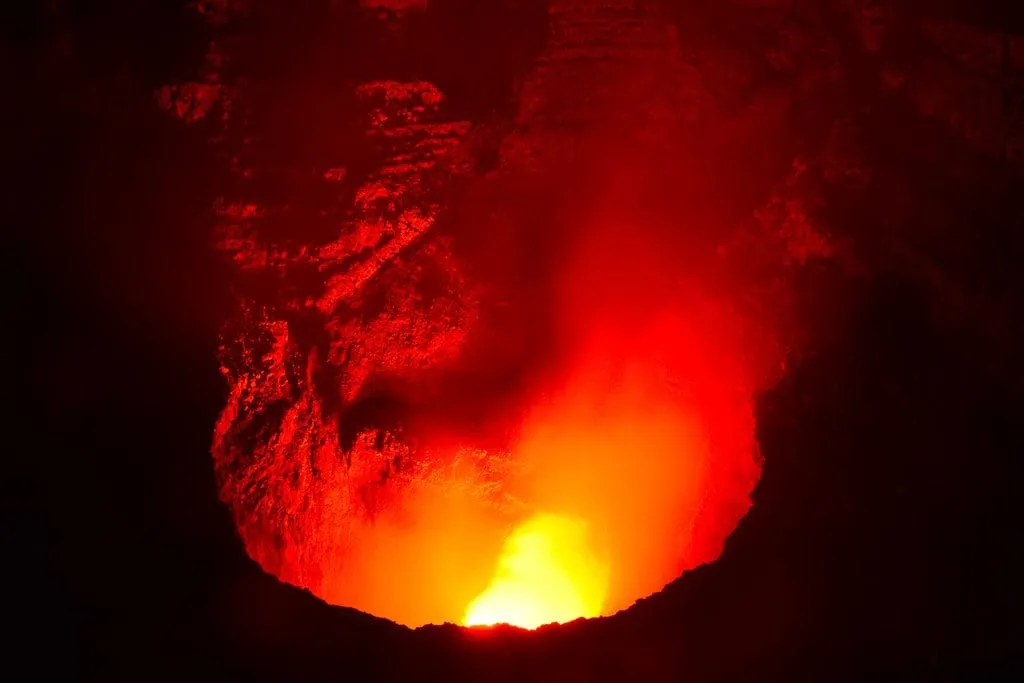 view looking into masaya volcano crater at night in nicaragua in 2 weeks