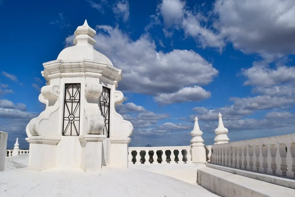 white roof of leon nicaragua cathedral