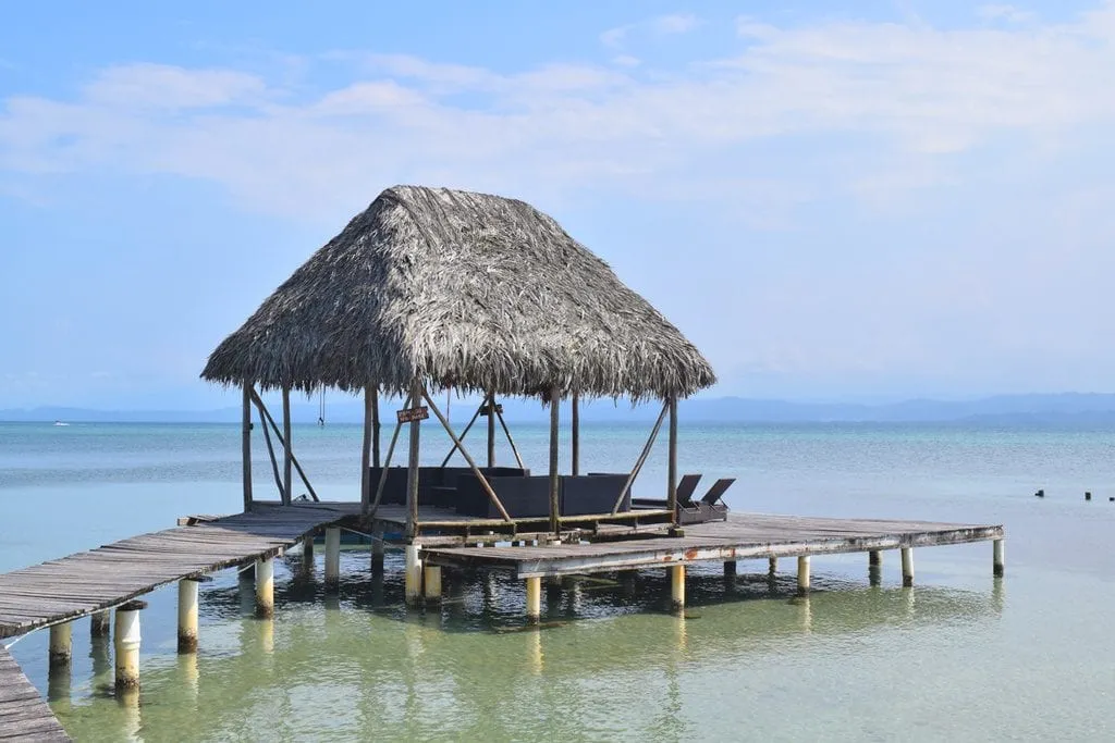 wooden dock over the water near bocas town panama