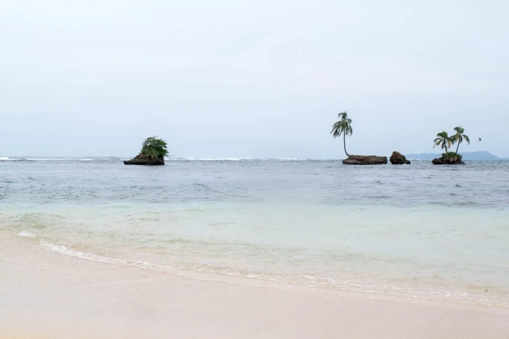cloudy beach on an island close to bocas del toro