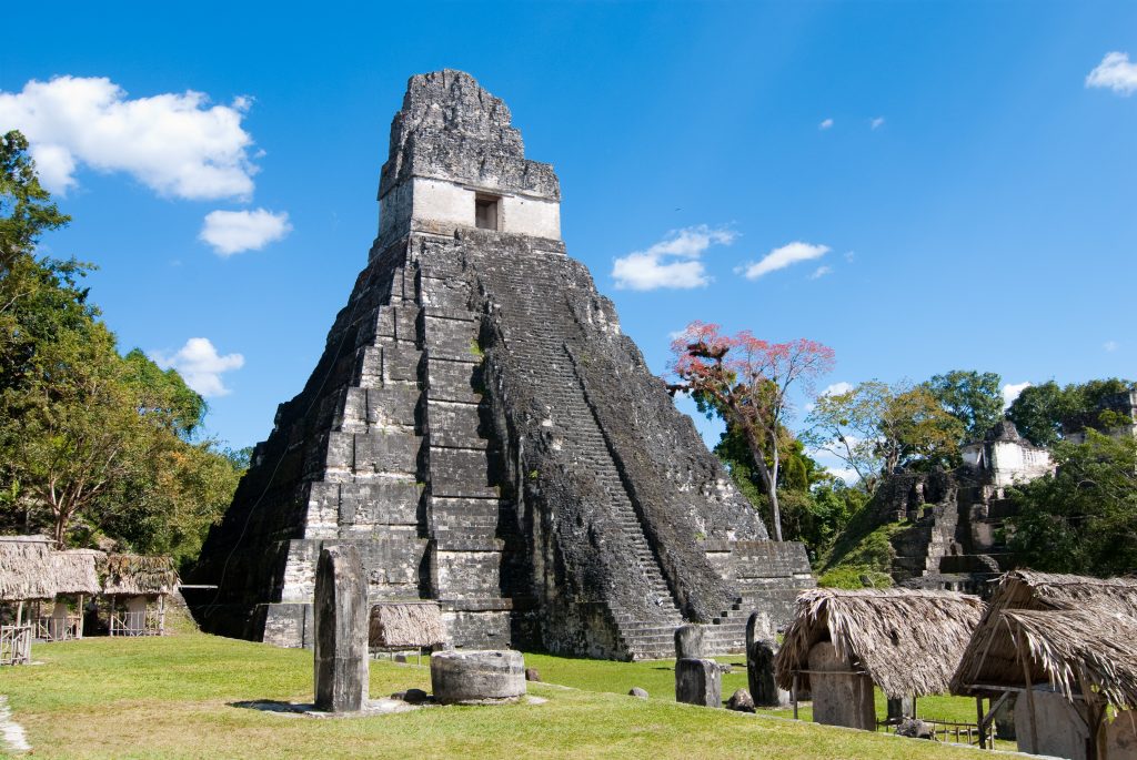 main pyramid of tikal guatemala as seen from the side, an unforgettable sight on an itinerary guatemala
