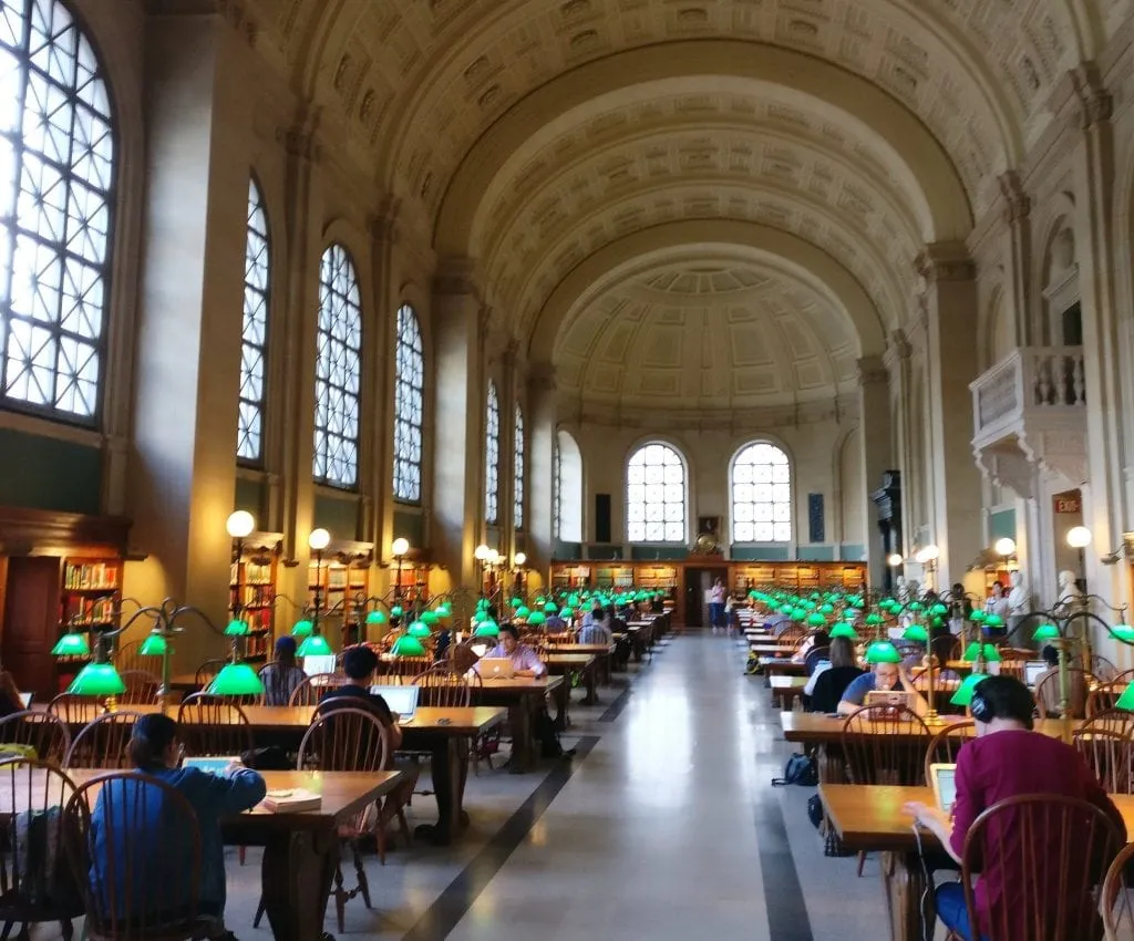 Reading Room at Boston Public Library--don't miss this when deciding what to do in Boston MA