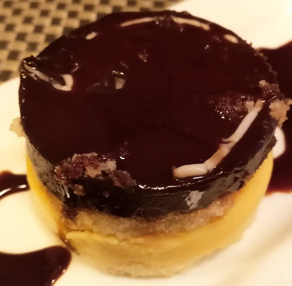 Boston Creme Pie shot from above, one of the best things to eat in Boston