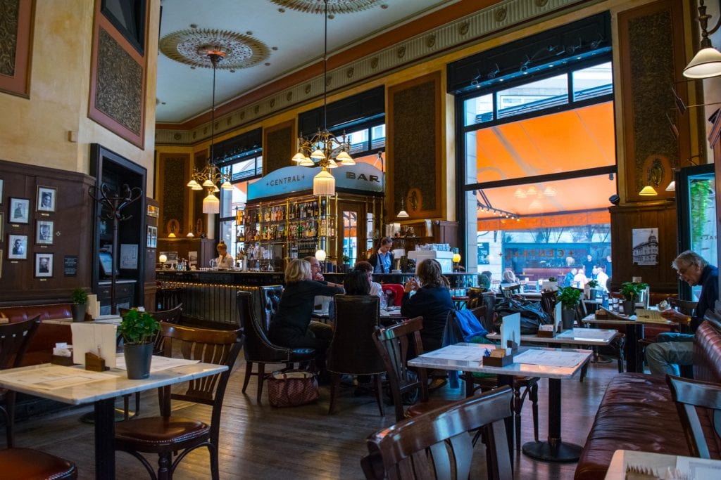 interior of central cafe in budapest. cafe culture in vienna budapest is strong
