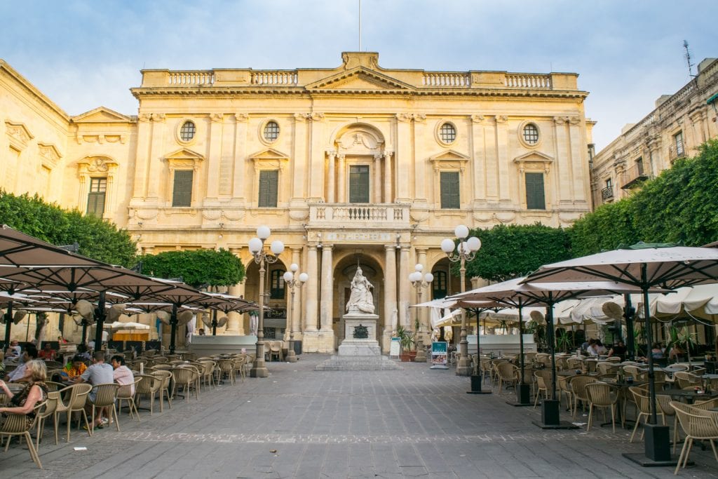 front facade of a building in valletta malta