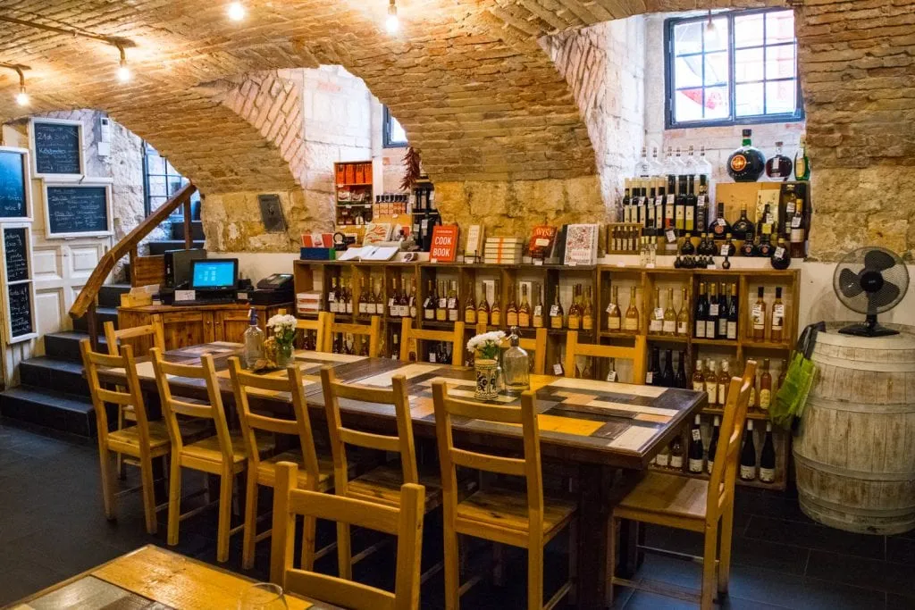 the tasting table set up for a wine tasting in budapest with taste hungary, who run some of the best budapest food tour options