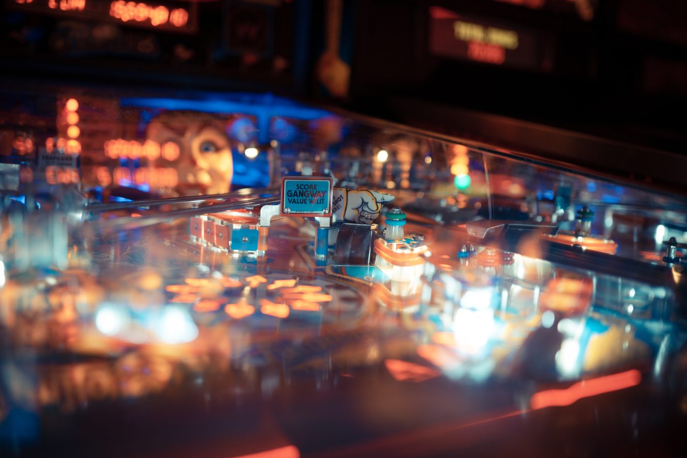 close up photo of vintage pinball machine